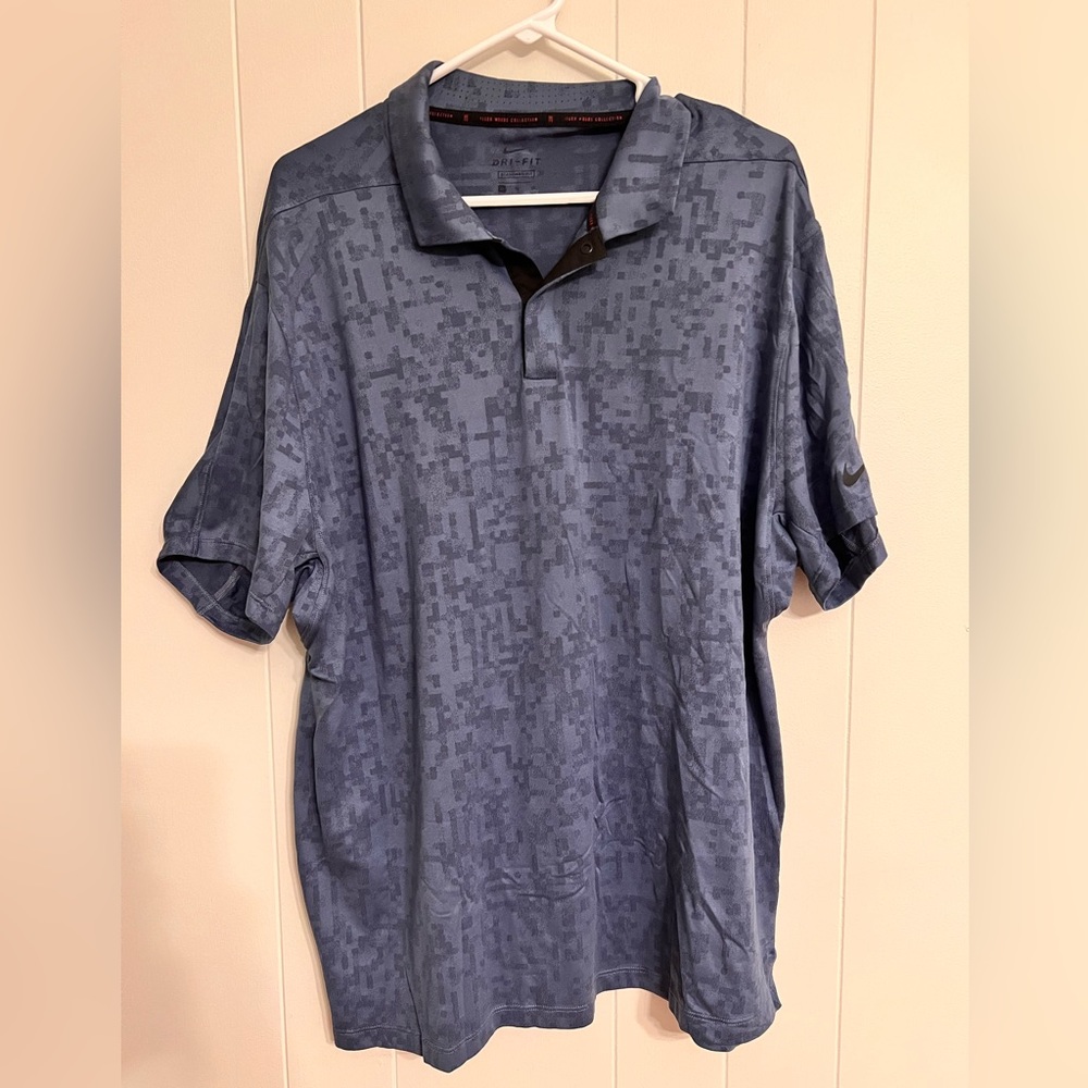 Nike‎ Dri Fit Tiger Woods collection Polo Sz XL Blue